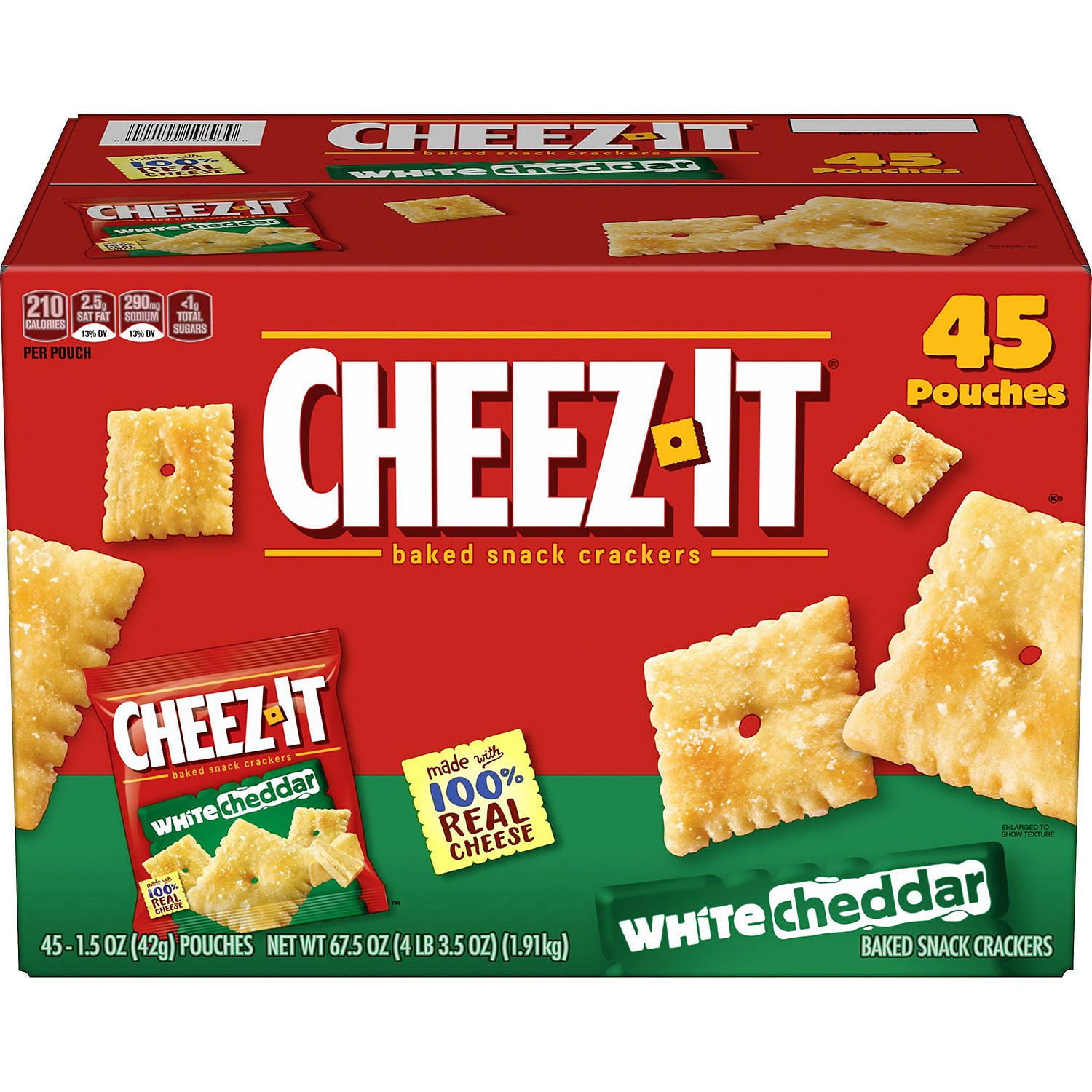 Cheez-It White Cheddar Crackers Snack Packs (1.5 Ounce pouches, 45 Count)