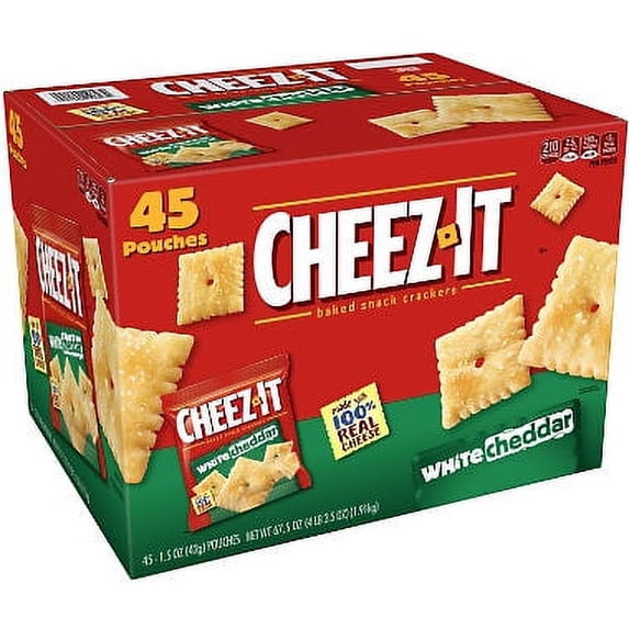 Cheez-It White Cheddar Crackers Snack Packs, 1.5 Oz, 45 Ct