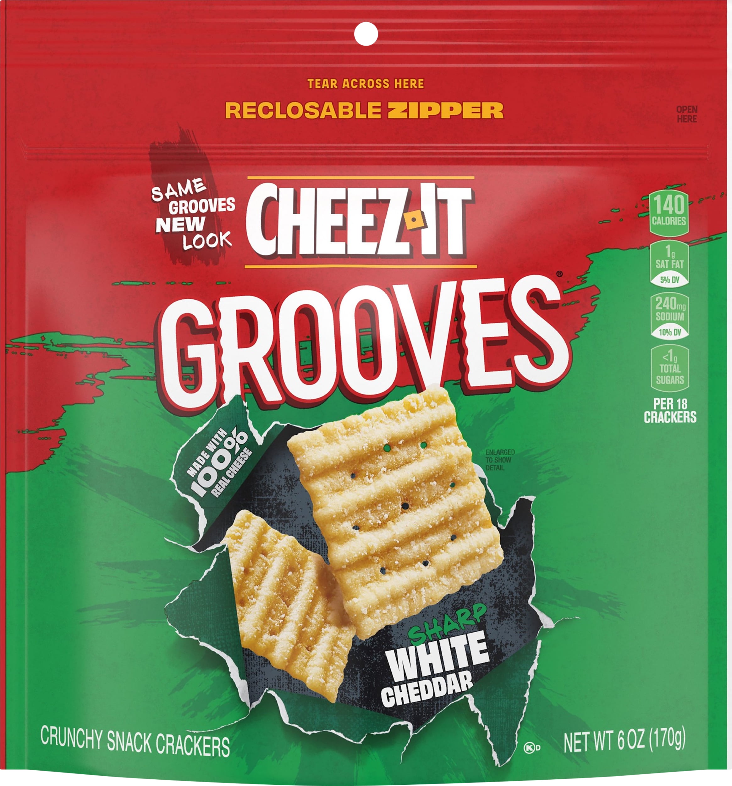 Cheez-it Grooves Sharp White Cheddar Crackers, 6 oz