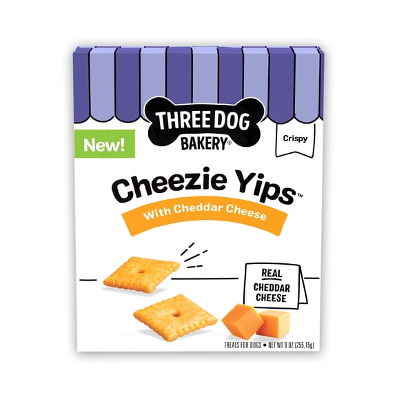 Three Dog Bakery Cheezie Yips Crunchy Cheese Cracker Dog Treats, 9 oz