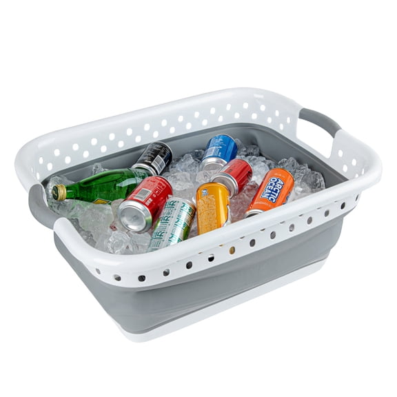 Chef 101 Gray Plastic Collapsible Storage Container - 24" x 17 1/4" x 9 3/4" - 1 count box