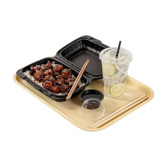 Chef 101 Rectangle Forest Green Plastic Fast Food Tray - 10" x 14" - 50 count box