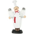 thumbnail image 1 of Chef 11.0" Polystone Kitchen Decorative Figurine Salt and Pepper Shaker Holder with Red Accents, by DecMode, 1 of 9