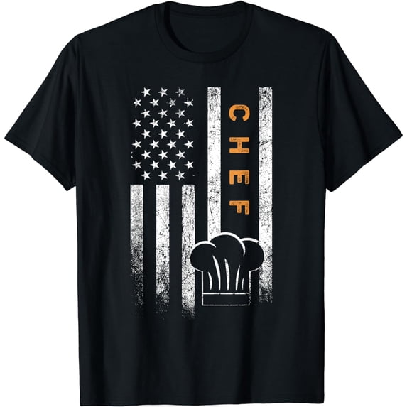 Chef American Flag Design Cook Cooking T-Shirt