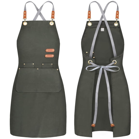 Chef Apron Bib Tool Apron For Man Woman Cross Back Straps With 4 Pockets For Kitchen Cooking Gardening Baking Working(black)