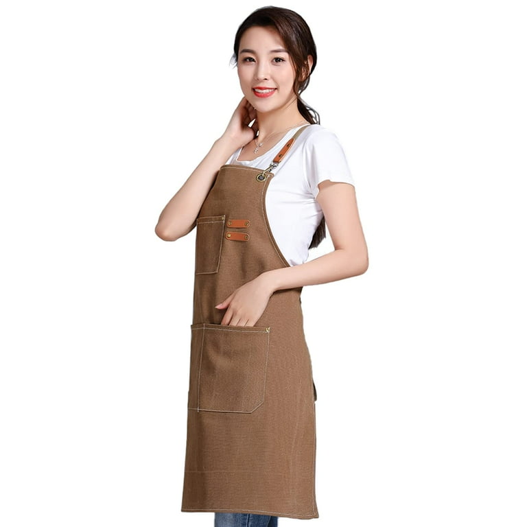 Striped Cotton Canvas Crossback Bib Apron Striped Cotton Canvas Crossback Bib Apron