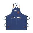thumbnail image 1 of Chef Apron For Men Women Canvas Aprons With 3 Pockets Cross Back Resistant Work Apron For Cooking Grilling Baking BBQ Barber Kitchen (Black), 1 of 7