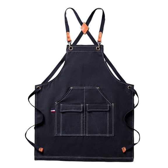 Chef Apron For Men - Work Shop Adjustable Crossback Apron With Pockets-black