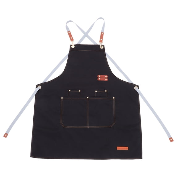 Chef Apron Water Resistant Canvas Cross Back Adjustable Full Coverage Apron for Men Women Gardening Painting Black