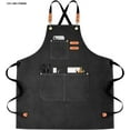 thumbnail image 1 of ONEKISS Apron for Men Women Canvas Aprons with 3 Pockets Cross Back Resistant Work Apron for Cooking, 1 of 6