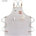 thumbnail image 1 of ONEKISS Apron for Men Women Canvas Aprons with 3 Pockets Cross Back Resistant Work Apron for Cooking, 1 of 6