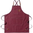 thumbnail image 1 of Chef Apron for Men Women Canvas Aprons with 3 Pockets Cross Back Resistant Work Apron for Cooking, 1 of 6