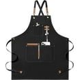thumbnail image 1 of Chef Apron for Men and Women with Large Pockets ,  Canvas Cross Back Cotton Work Aprons,Size M to XXL, Black, 1 of 6