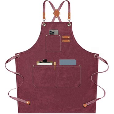 King Mills Plus Size Apron - Heavy Duty Canvas Cross Back Apron With Large Pockets For Work
