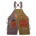 thumbnail image 1 of Chef Aprons For Men Women With Large Pockets, Cotton Canvas Cross Back Heavy Duty Adjustable Work Apron, Size M To Xxl For Cooking Baking Bib Apron,Bbq Grilling Aprons, Haircut -Style 4;, 1 of 5