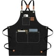 thumbnail image 1 of Gardening & Work Apron, Cotton Canvas, Heavy Duty, Adjustable, Cross Back, Black, 1 of 11