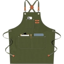 Cotton Canvas Cross Back Gardening & Work Apron with Large Pockets, Verde Armada