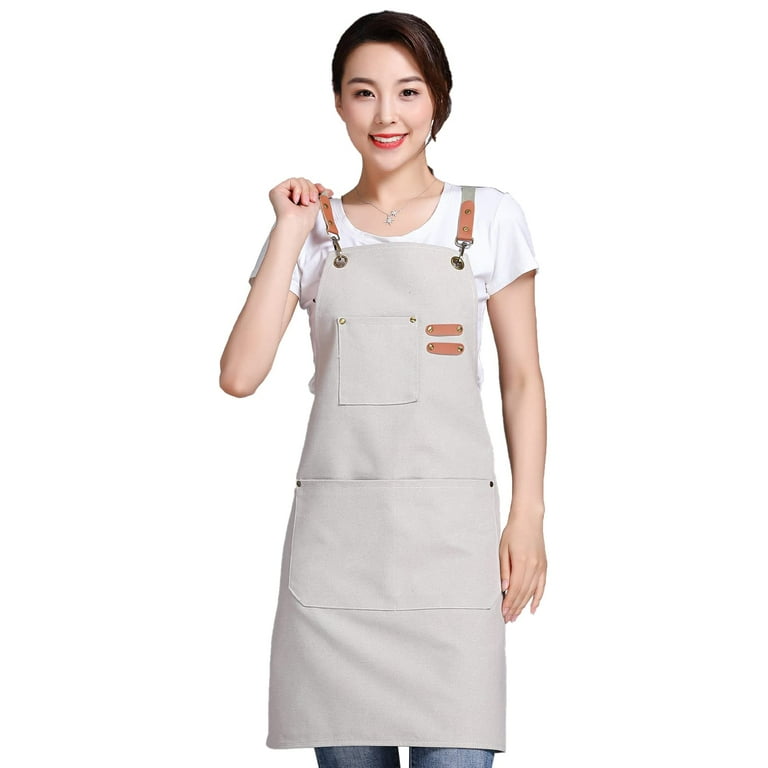 Striped Cotton Canvas Crossback Bib Apron Striped Cotton Canvas Crossback Bib Apron