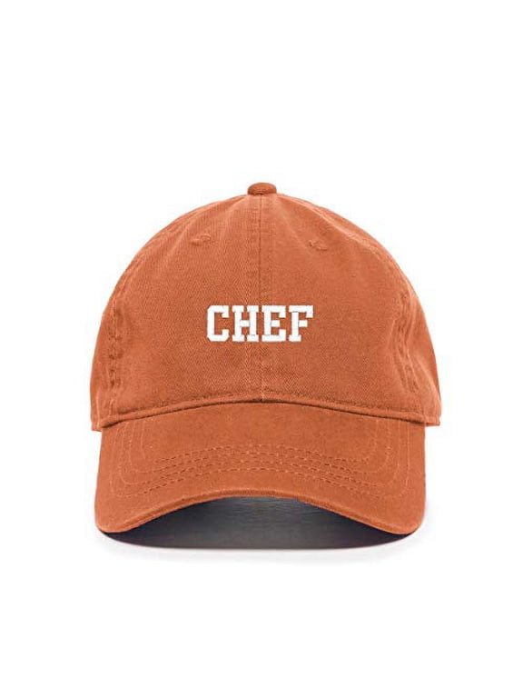 Chef Baseball Cap Embroidered Cotton Adjustable Dad Hat Orange