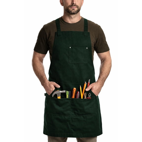 Chef Bib Apron Hunter Green Cotton for Kitchen BBQ Grill
