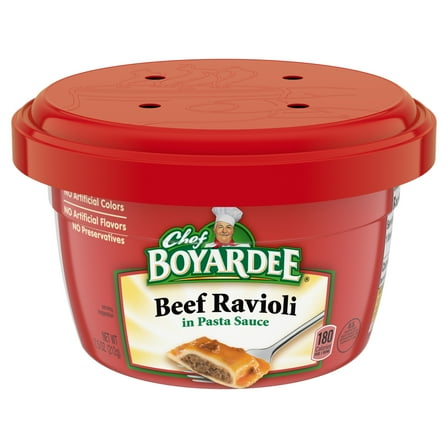 Chef Boyardee Beef Ravioli in Pasta Sauce, Microwavable Meal, 7.5 oz Bowl., 4-Count