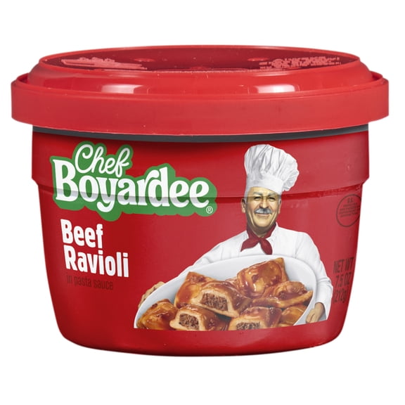 Chef Boyardee Beef Ravioli in Pasta Sauce, Microwavable Meal, 7.5 oz Bowl., 4-Count