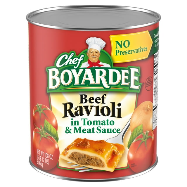 Chef Boyardee Beef Ravioli in Tomato and Meat Sauce, Microwave Pasta, 108 oz