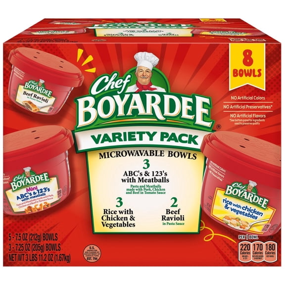 Chef Boyardee Bowls, Variety Pack, 8 pk.