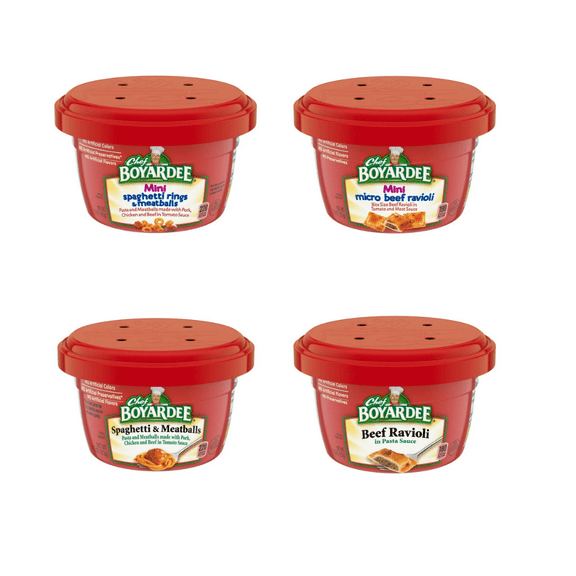 Chef Boyardee Microwave Pasta Bowls 12 Variety Pack Assorted 7.5 oz Meals for Quick & Easy Dining