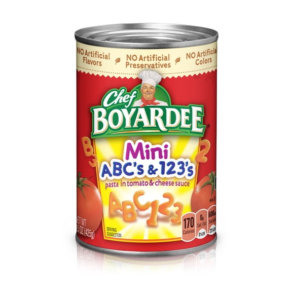 Chef Boyardee Mini ABC's and 123's in Tomato Sauce, Ready-to-Eat Meal, 15 oz. Can