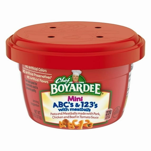 Chef Boyardee Mini ABC's and 123's with Meatballs in Tomato Sauce Microwavable Meal 7.5 oz Bowl (Pack of 7)