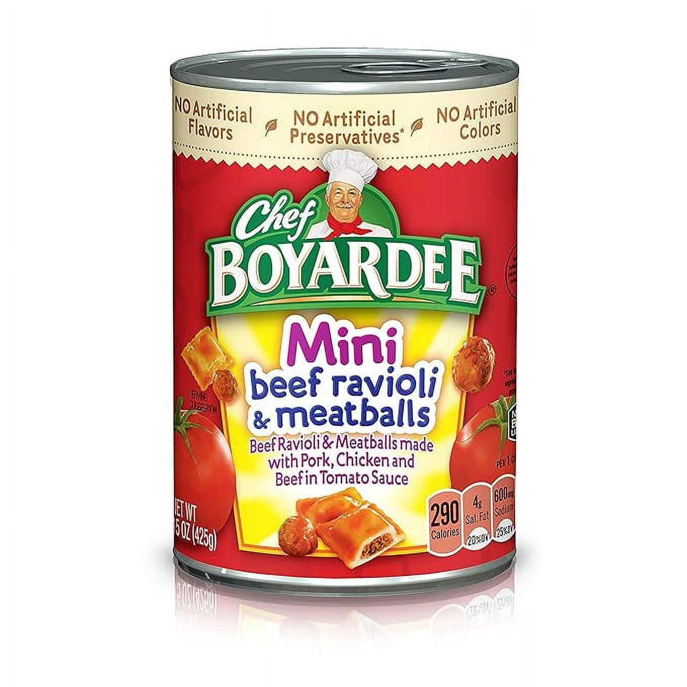 Chef Boyardee Mini Beef Ravioli and Meatballs, 15 Oz Can ( Pack of 2 ...