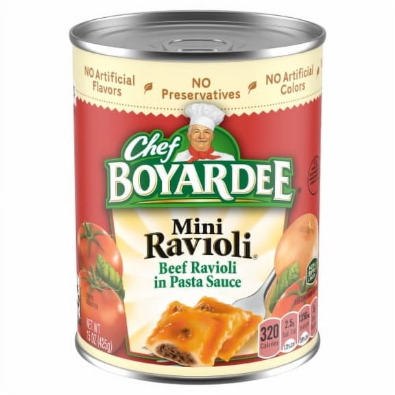 Chef Boyardee Mini Beef Ravioli and Meatballs, 15 Oz Can (Pack of 2)