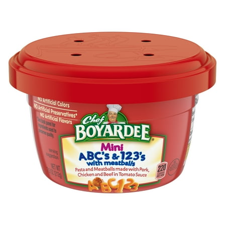 Chef Boyardee Mini ABC's and 123's with Meatballs in Tomato Sauce, Microwavable Meal, 7.5 oz. Bowl