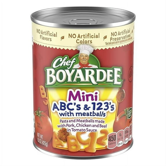 Chef Boyardee Mini-Bites ABC's & 123's with Meatballs, 15 Oz, 1 Count (Pack of 2)