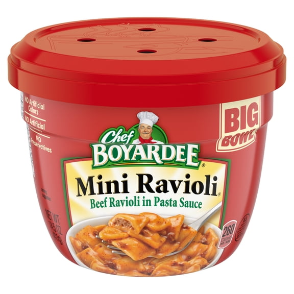 Chef Boyardee Mini Ravioli, Beef Ravioli in Pasta Sauce, Microwavable Meal, 14.5 oz. Bowl