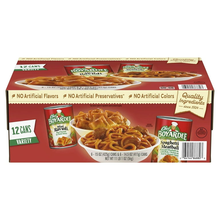 Chef Boyardee Mini Ravioli, Spaghetti and Meatballs, Canned Meals