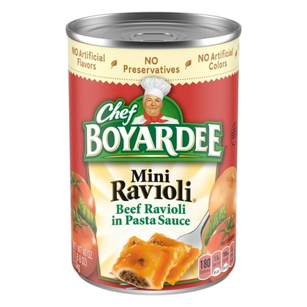Chef Boyardee Mini Ravioli, Beef Ravioli in Pasta Sauce, Ready-to-Eat Meal, 40 oz. Can