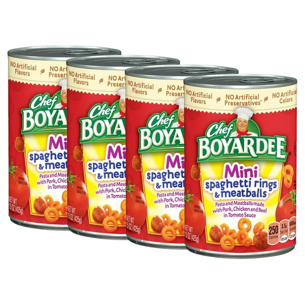 (4 pack) Chef Boyardee Mini Spaghetti Rings and Meatballs, 15 oz
