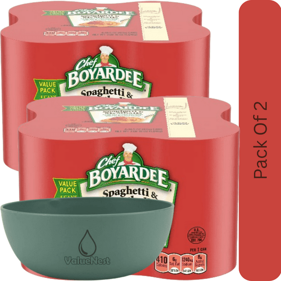 Chef Boyardee Spaghetti & Meatballs in Tomato Sauce, Ready-to-Eat Meal, 14.5 oz Can (Pack of 4) with olive green bowl by ValueNest