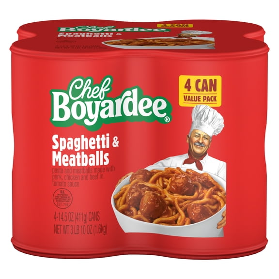 Chef Boyardee Spaghetti & Meatballs in Tomato Sauce, Ready-to-Eat Meal, 14.5 oz. Can (Pack of 4)