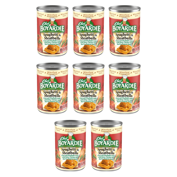 Chef Boyardee Spaghetti and Meatballs, Microwave Pasta, Canned Food, 14.5 oz (Pack of 8)