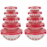 Chef Buddy 20-Piece Clear Fruit Design Glass Food Storage Bowl and Lids Set