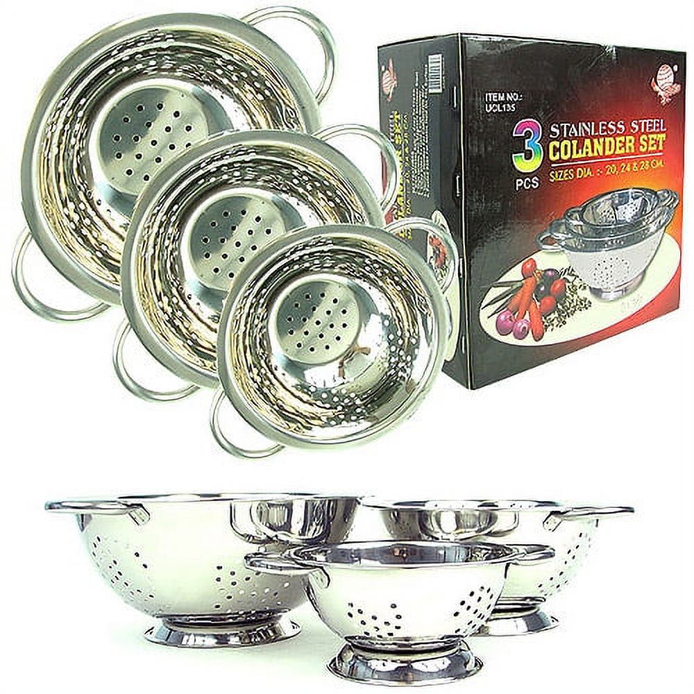 Chef Buddy 3-Piece Stainless Steel Colander Set - image 1 of 4