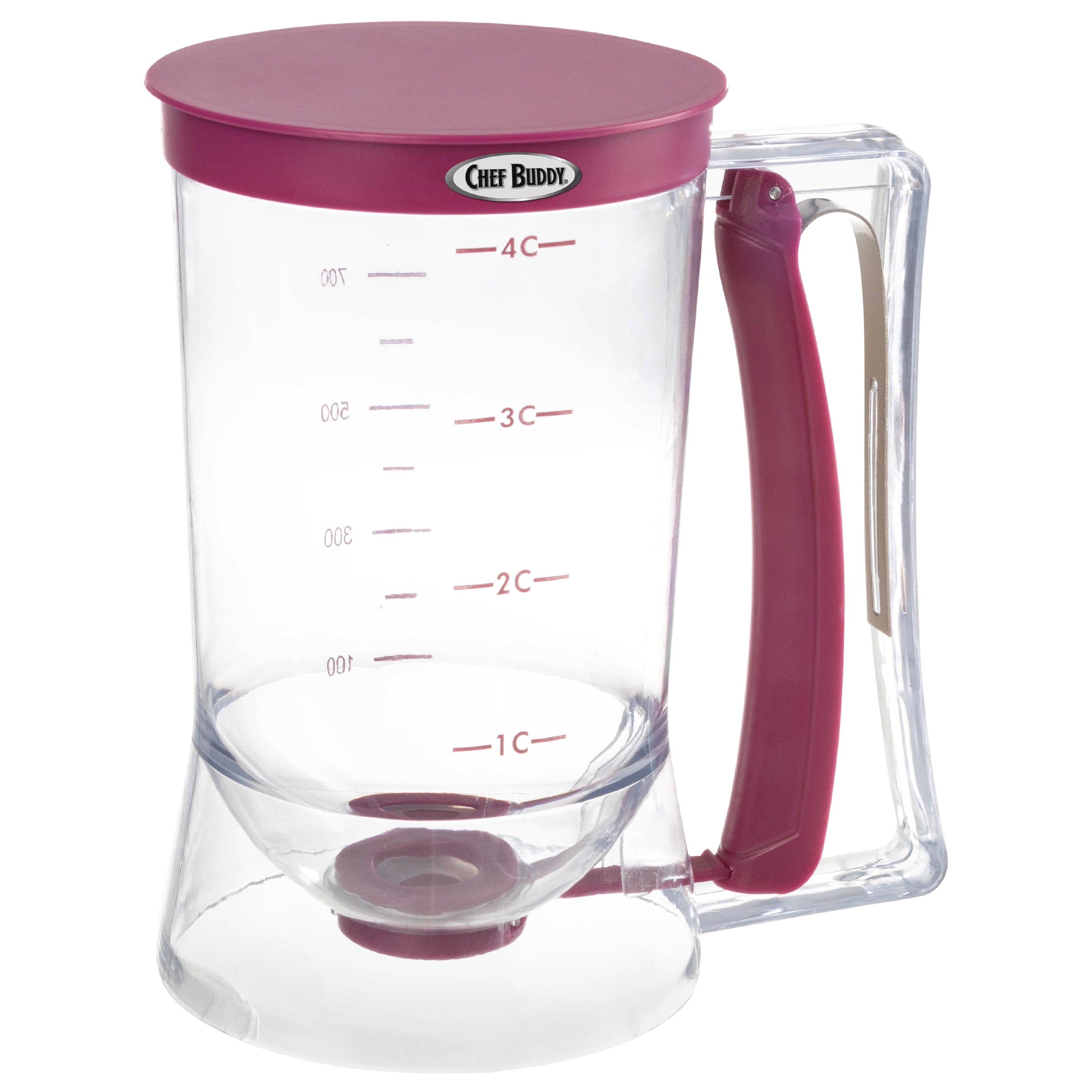 Chef Buddy 4Cup Pancake Batter Dispenser with Squeeze Handle (Purple)