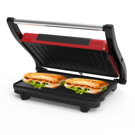 Chef Buddy Non-Stick Grill and Panini Press, Red