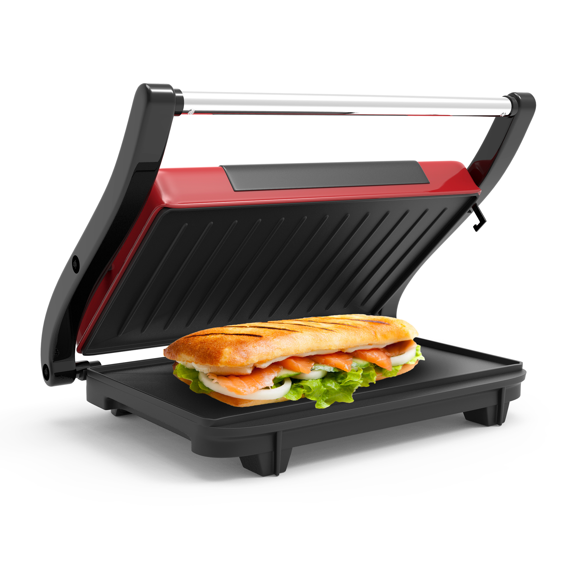 Chef Buddy Non-Stick Grill and Panini Press, Red - image 1 of 8