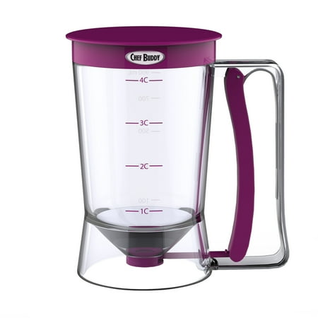 Chef Buddy Pancake Batter Dispenser with Squeeze Handle for Batter (Purple)