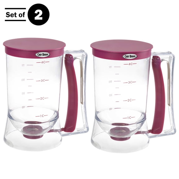 Chef Buddy Set of 2 Pancake Batter Dispenser with Squeeze Handle (Purple)