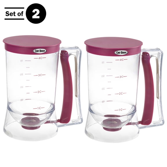 Chef Buddy Set of 2 Pancake Batter Dispenser with Squeeze Handle (Purple)